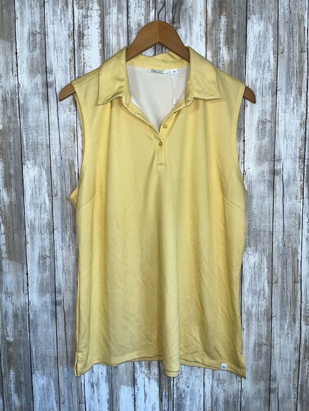 Lady Hagen Sleeveless Golf Polo Top XL Yellow Textured Athletic NWT - Picture 2 of 6